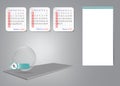 Calendar for first quarter of 2020 year template on 3d table