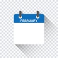 Calendar daily flat February month. Vector isolated illustration.Calendar personal organizer mockup in flat design. Stock vector