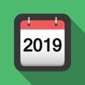 2019 calendar flat icon, 2019 calendar cover sheet in flat style, new year`s eve vector Royalty Free Stock Photo