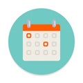 Calendar flat icon. Round colorful button, circular vector sign. Royalty Free Stock Photo