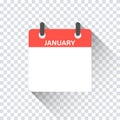 Calendar daily flat January month. Vector isolated illustration.Calendar personal organizer mockup in flat design. Stock vector