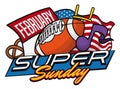Design with Emblematic Elements for Super Sunday Football Game, Vector Illustration