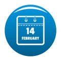 Calendar fourteenth february icon blue