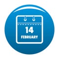 Calendar fourteenth february icon blue vector
