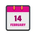 Calendar fourteenth february icon, flat style