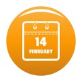 Calendar fourteenth february icon orange