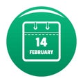 Calendar fourteenth february icon vector green