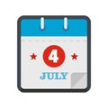 Calendar fourth july icon, flat style