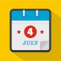 Calendar fourth july icon, flat style