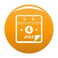 Calendar fourth july icon vector orange