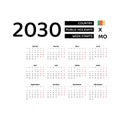 Calendar 2030 French language with Cameroon public holidays. Royalty Free Stock Photo