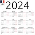 Calendar 2024, French, Monday