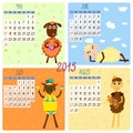 2015 calendar with funny sheep. Summer