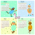 2015 calendar with funny sheep. Winter, spring Royalty Free Stock Photo