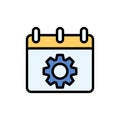 Calendar gear icon. Simple color with outline vector elements of almanac icons for ui and ux, website or mobile application