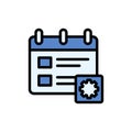 Calendar gear icon. Simple color with outline vector elements of almanac icons for ui and ux, website or mobile application