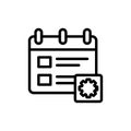 Calendar gear icon. Simple line, outline vector elements of almanac icons for ui and ux, website or mobile application