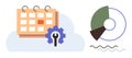 Calendar with Gear and Pie Chart Representing Planning, Analytics, and Workflow Optimization Royalty Free Stock Photo
