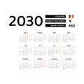 Calendar 2030 German language with Belgium public holidays.