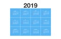 Calendar 2019 - German Version - vector illustration Royalty Free Stock Photo