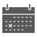 Calendar glyph icon, office and work, list sign