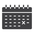 Calendar glyph icon, time and date, reminder