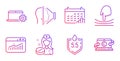 Calendar graph, Elastic and Website statistics icons set. Face id, Notebook service and Nurse signs. Vector