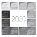 2020 calendar grey squares