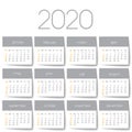 2020 calendar grey squares