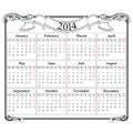 Calendar grid 2014 blank template Royalty Free Stock Photo