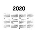 Calendar 2020 grid french language. Monthly planning for the year. Illustration for calendar design. Vector Royalty Free Stock Photo