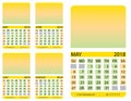 Calendar grid. May. June. July. August