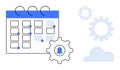 Calendar with Notification Gear and Cloud, Highlighting Task Management and Automation Concepts Royalty Free Stock Photo
