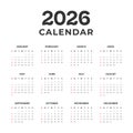 2026 calendar grid vector template Royalty Free Stock Photo