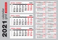 2021 calendar grid, vector template, Russian-English text