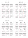 Calendar 2013, 2014, 2015, 2016 Royalty Free Stock Photo