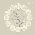 Calendar grid 2014 for your design Royalty Free Stock Photo