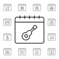Calendar, guitar flat vector icon in calendar pack Royalty Free Stock Photo