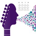 A 2018 calendar with a guitar headstock man Royalty Free Stock Photo