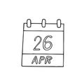 Calendar hand drawn in doodle style. April 26. International Chernobyl Disaster Remembrance Day, World Intellectual Property,