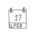 Calendar hand drawn in doodle style. February 17. Random Acts of Kindness Day, date. icon, sticker, element, design. planning, Royalty Free Stock Photo