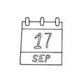 Calendar hand drawn in doodle style. September 17. Constitution and Citizenship Day, date. icon, sticker, element, design.