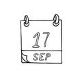 Calendar hand drawn in doodle style. September 17. Constitution and Citizenship Day, date. icon, sticker, element, design.