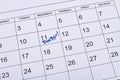 Calendar with handwritten word doctor by blue pen. Royalty Free Stock Photo