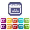 Calendar happy birthday icons set Royalty Free Stock Photo