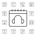 Calendar, headphone flat vector icon in calendar pack Royalty Free Stock Photo