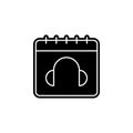Calendar, headphone icon. Simple glyph, flat vector of calendar icons for ui and ux, website or mobile application Royalty Free Stock Photo