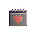 Calendar, heart color gradient vector icon