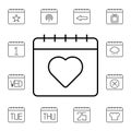 Calendar, heart flat vector icon in calendar pack