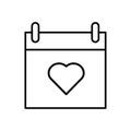 calendar heart icon. Love concept. Calendar reminder. Vector illustration. stock image.